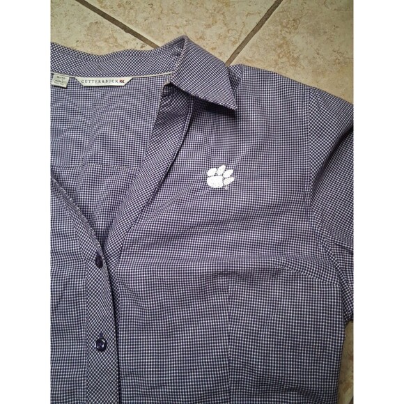 Women’s Cutter & Buck Clemson Tigers Button Down Short Sleeve Purple XL Shirt - Picture 2 of 9